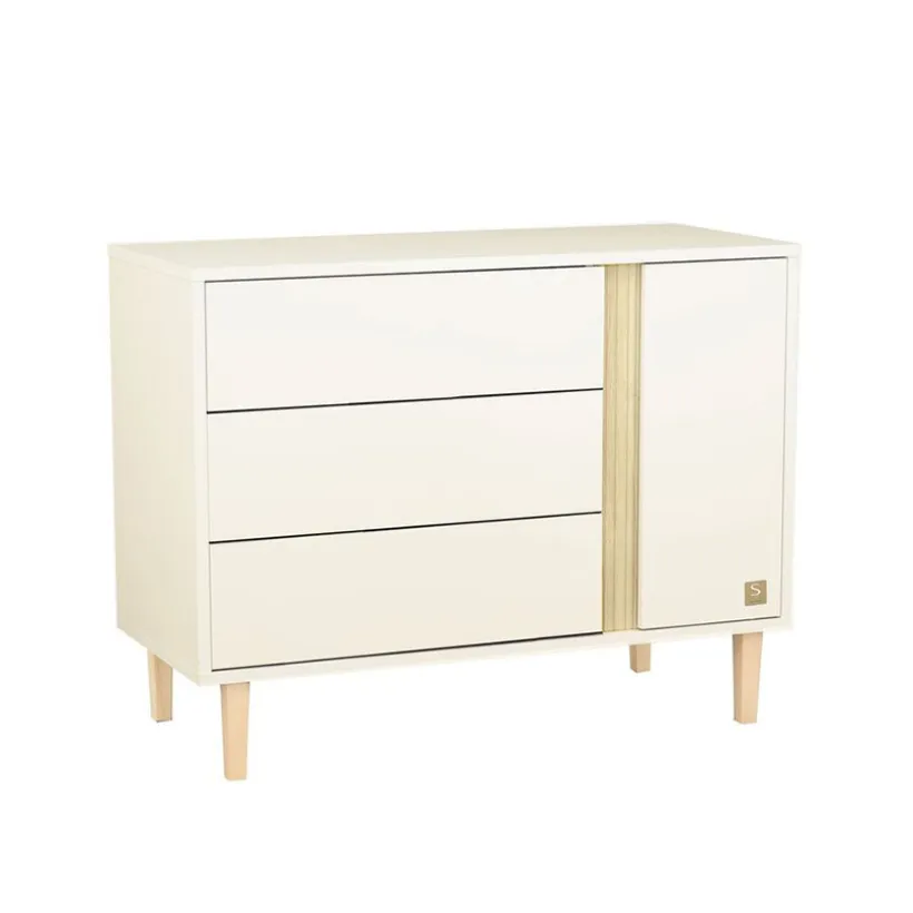 Commode à 3 tiroirs et 1 porte Paloma blanc