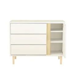 Commode à 3 tiroirs et 1 porte Paloma blanc