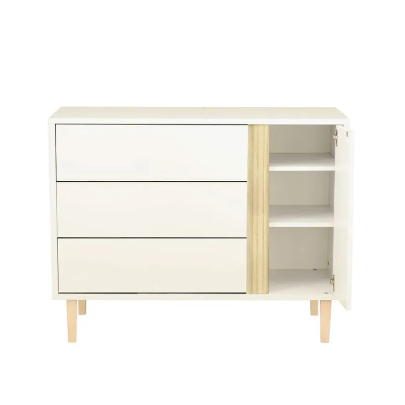 Commode à 3 tiroirs et 1 porte Paloma blanc