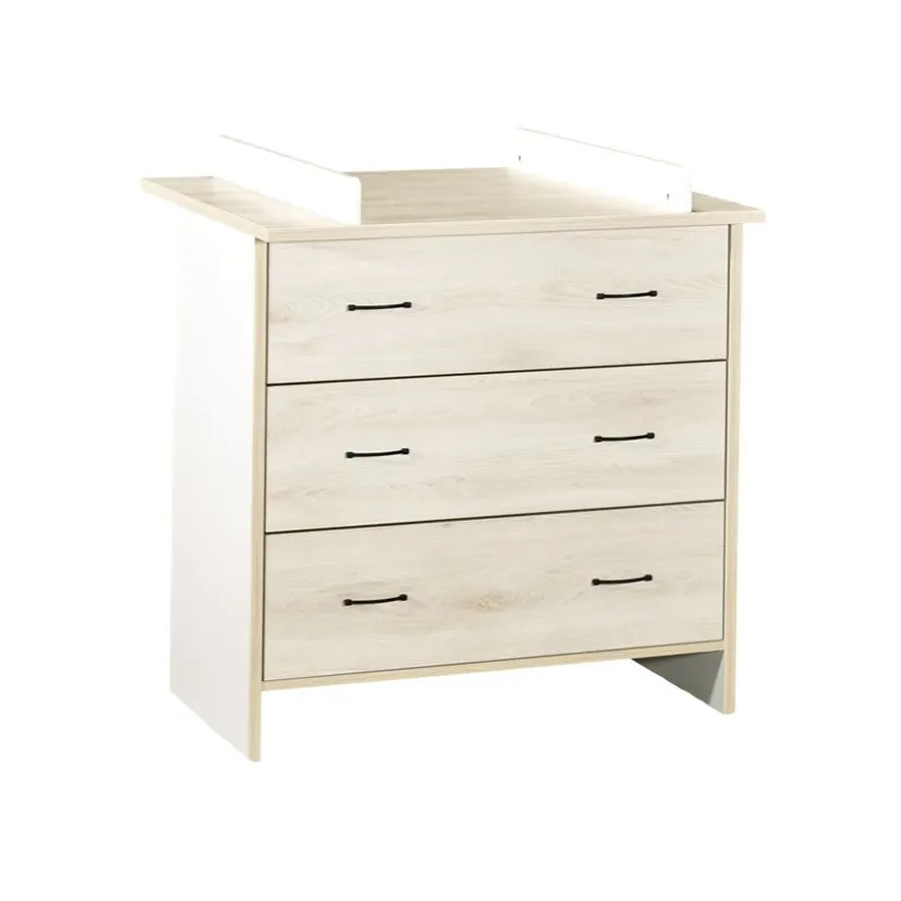 Commode vintage hêtre cendre 3 tiroirs