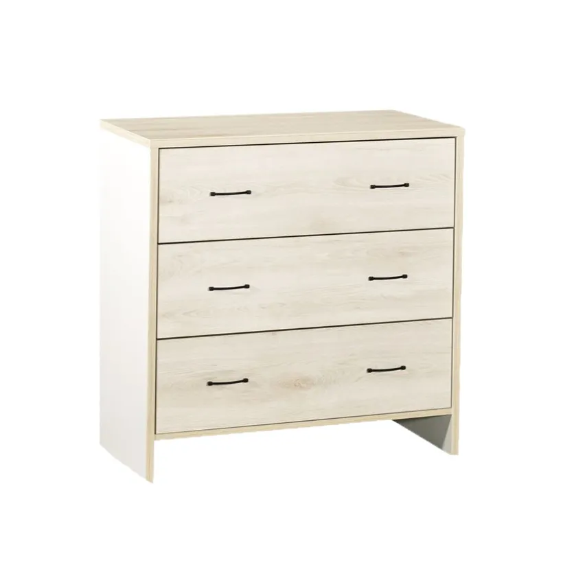 Commode vintage hêtre cendre 3 tiroirs