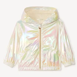 Coupe-vent en toile iridescente à capuche pour bébé fille