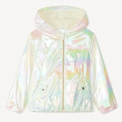 Coupe-vent iridescent à capuche pour fille