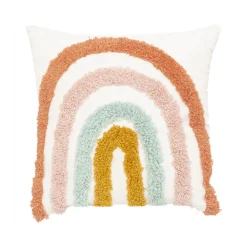 Coussin arc-en-ciel effet peluche 40 x 40 cm