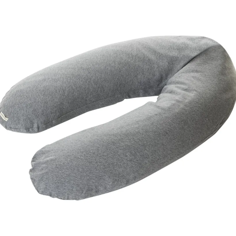 Coussin d'allaitement Basic 160 cm avec housse gris chiné