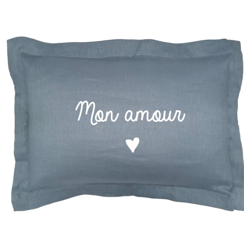 Coussin décoratif "Mon amour" - Bleu