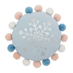 Coussin décoratif à pompons Flocon