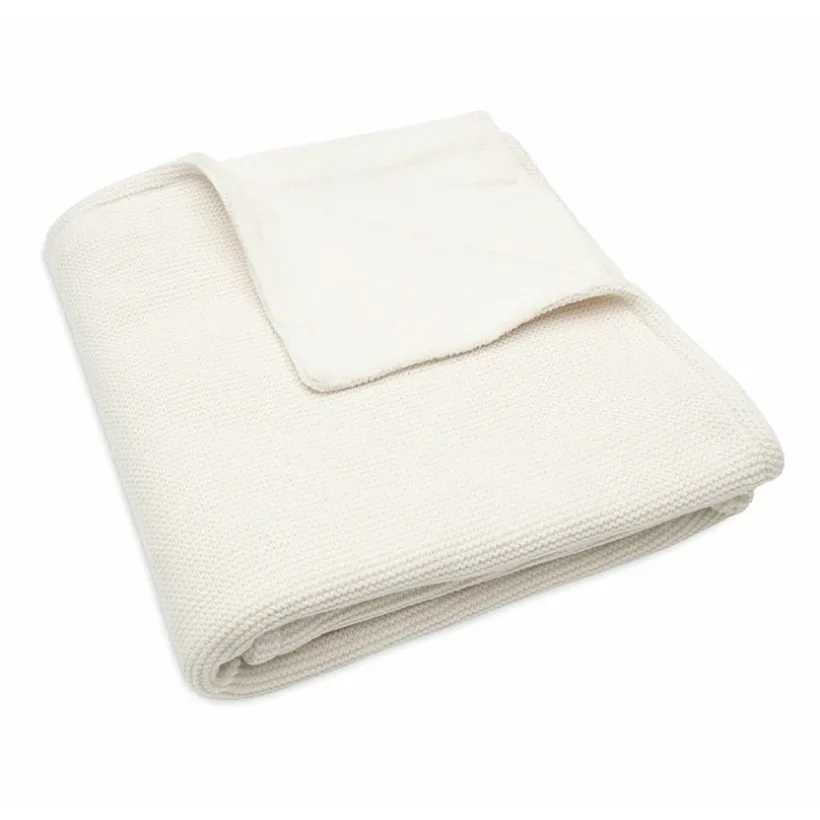 Couverture berceau Basic Knit Fleece 75x100cm - Ivory/Coral