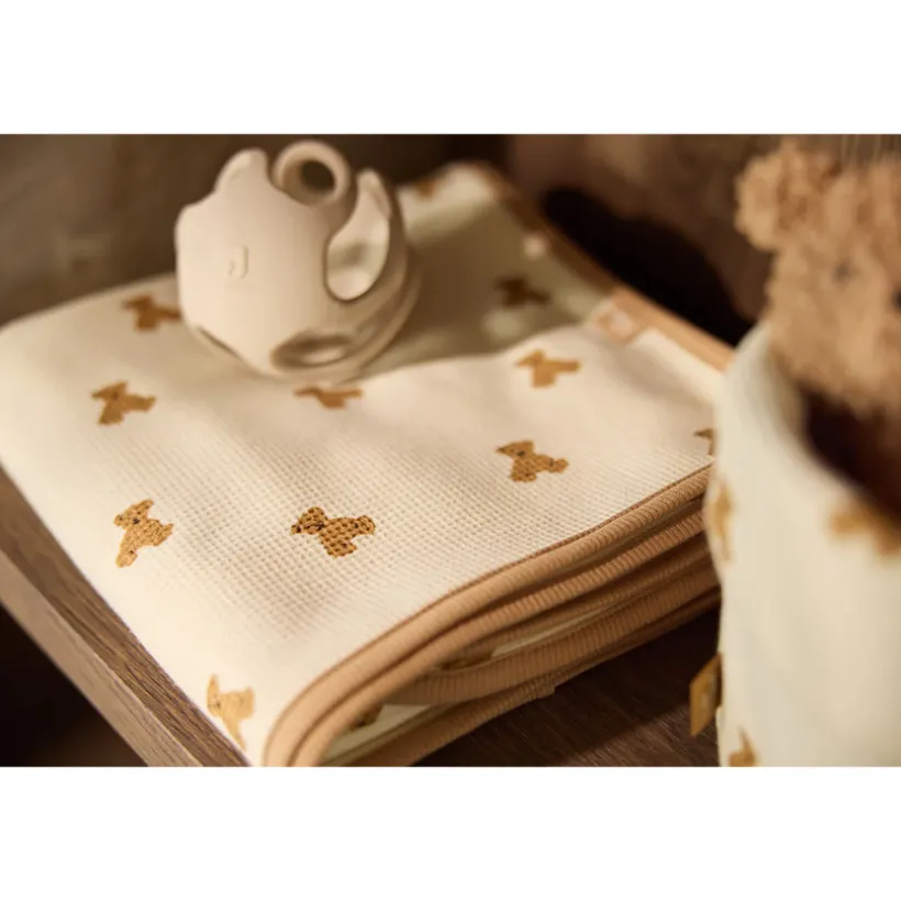Couverture berceau 75x100cm Gaufré Mini Teddy Bear