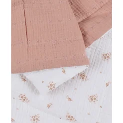 Couverture berceau 75x100 mousseline bio Rose & Blanc Vintage Flowers