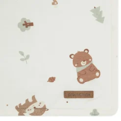 Couverture bi-matière 80 x 110 cm imprimé animaux Roi des Forêts écru