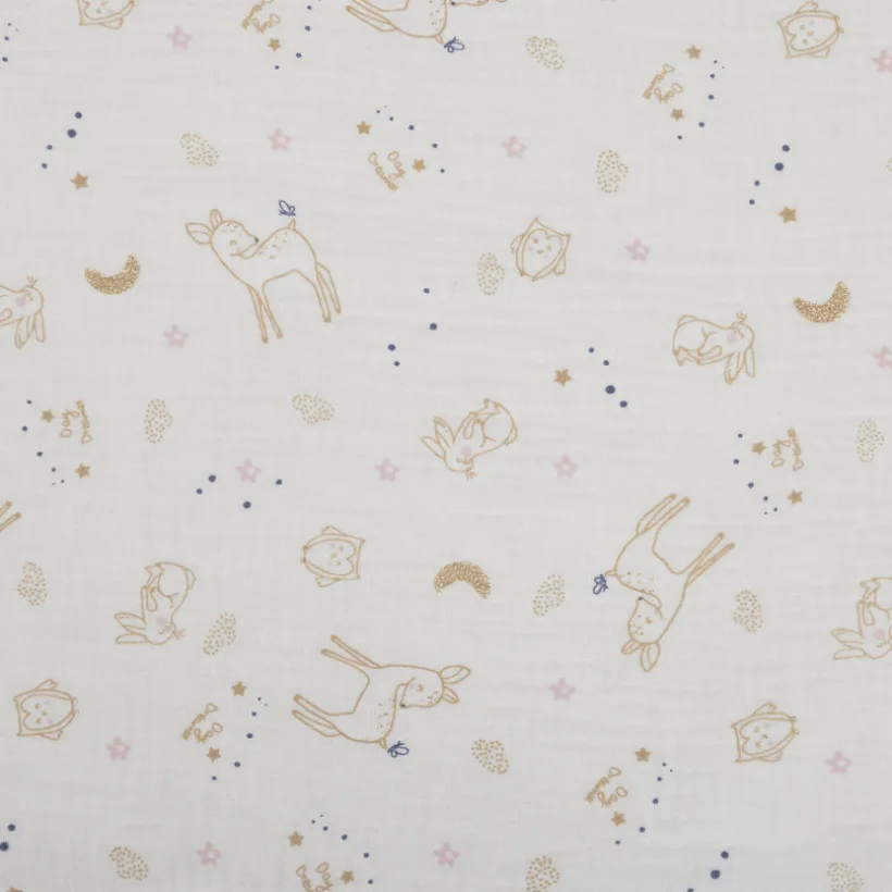Couverture double face sherpa/gaze 80 x 110 cm Little Deer