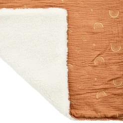 Couverture double face 100 x 100 cm Douce Hirondelle camel