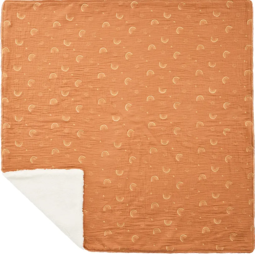 Couverture double face 100 x 100 cm Douce Hirondelle camel