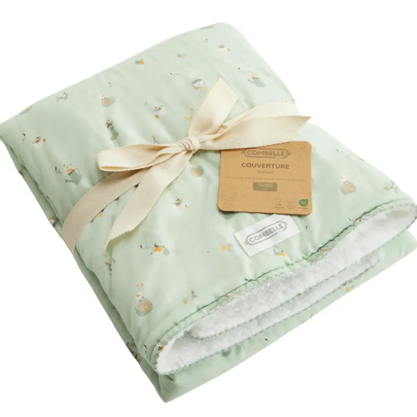 Couverture double face 70 x 100 cm Promenade Bucolique vert