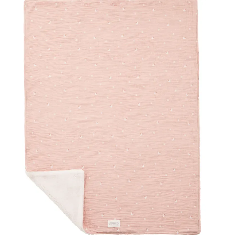 Couverture double face 70 x 100 cm Promenade Bucolique rose