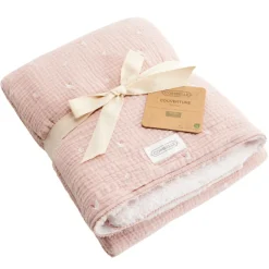 Couverture double face 70 x 100 cm Promenade Bucolique rose