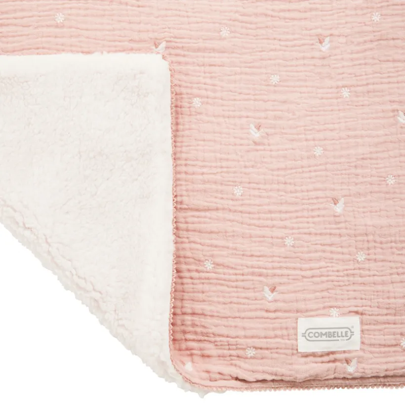 Couverture double face 70 x 100 cm Promenade Bucolique rose