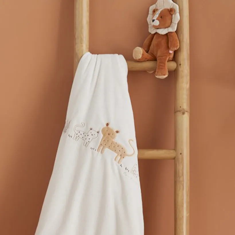 Couverture en veloudoux Babou & Kendi 75 x 100 cm - Ecru