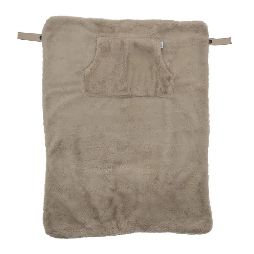 Couverture nomade en fausse fourrure angora beige