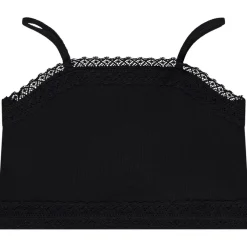 Crop top côtelé à bretelles fines et dentelle pour fille