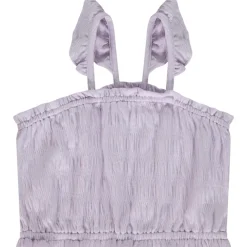 Crop top smocké à bretelles volantées pour fille