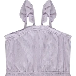 Crop top smocké à bretelles volantées pour fille