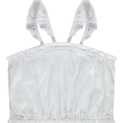 Crop top smocké à bretelles volantées pour fille