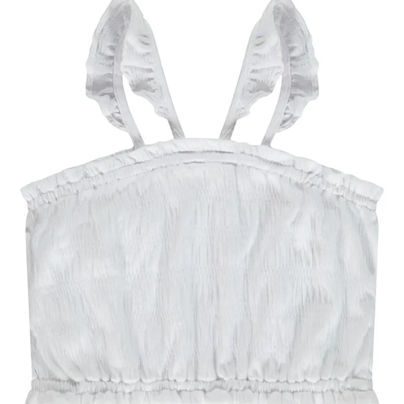 Crop top smocké à bretelles volantées pour fille