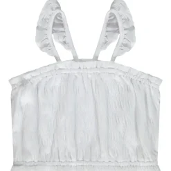 Crop top smocké à bretelles volantées pour fille