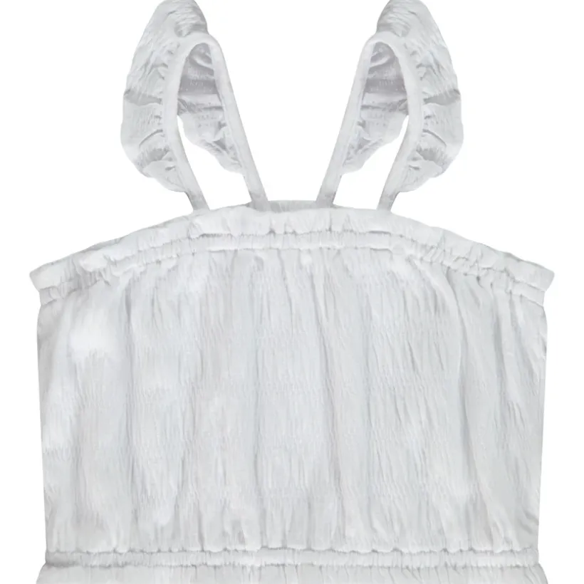 Crop top smocké à bretelles volantées pour fille