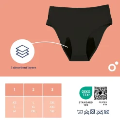 Culotte Flowly T1 Post-Partum et menstruelle XS/S/M Noir