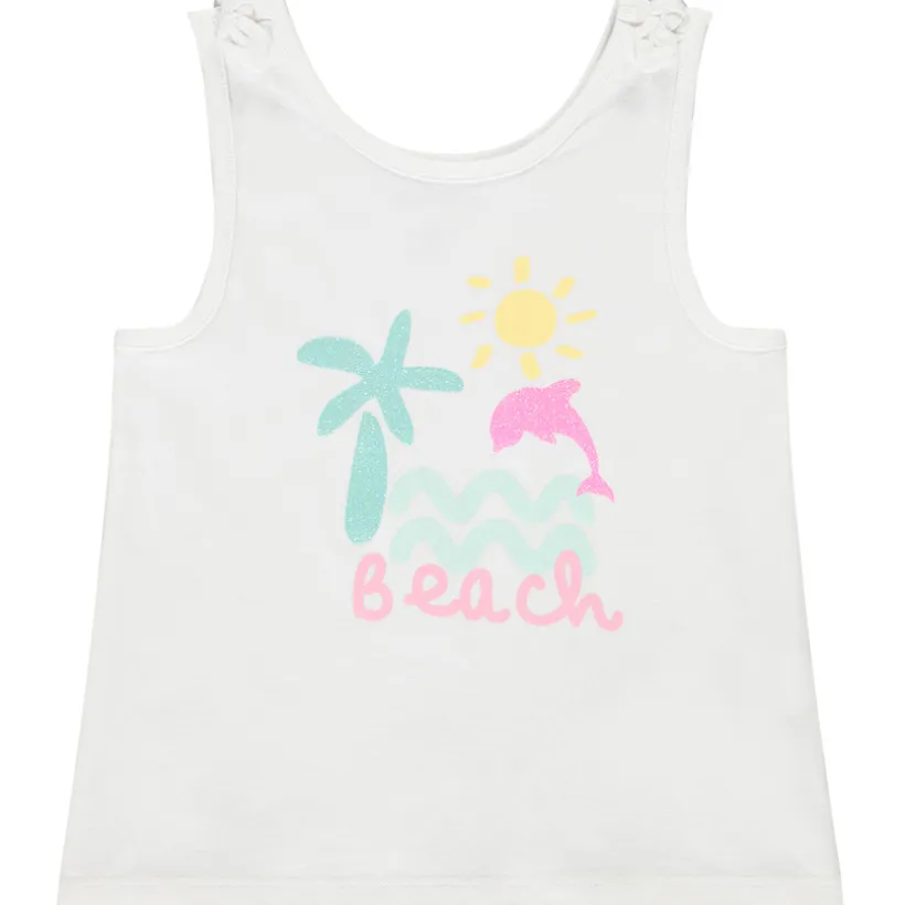 Débardeur avec nouettes et glitter print pour bébé fille