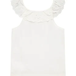Débardeur à collerette volantée en broderie anglaise pour fille