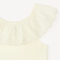 Débardeur à collerette volantée en broderie anglaise pour bébé fille