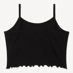 Débardeur court effet côtelé à broderie pour fille