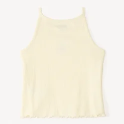 Débardeur court en maille côtelée broderie cerise pour fille