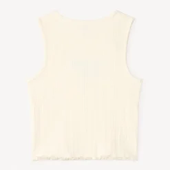 Débardeur en maille côtelée fantaisie broderie