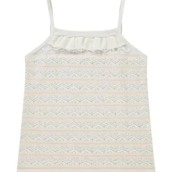 Débardeur en tricot et maille pointelle et col volanté pour fille