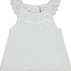 Débardeur plumetis à collerette en broderie anglaise pour bébé fille