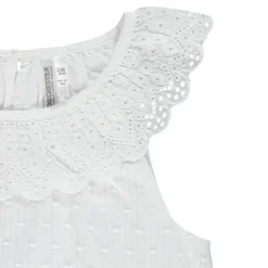 Débardeur plumetis à collerette en broderie anglaise pour bébé fille