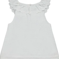 Débardeur plumetis à collerette en broderie anglaise pour bébé fille