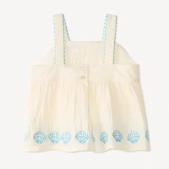Débardeur péplum à broderie coquillage pour bébé fille