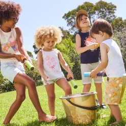 Débardeur uni avec bretelles volantées + print pour bébé fille