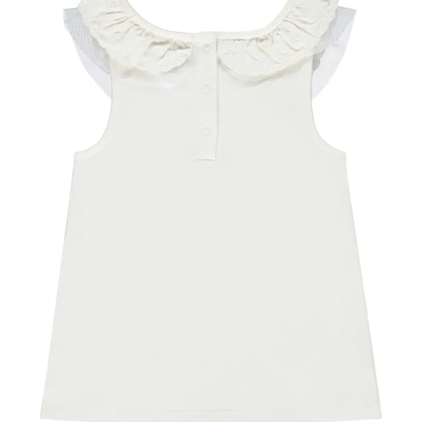 Débardeur uni avec col à broderie anglaise pour bébé fille