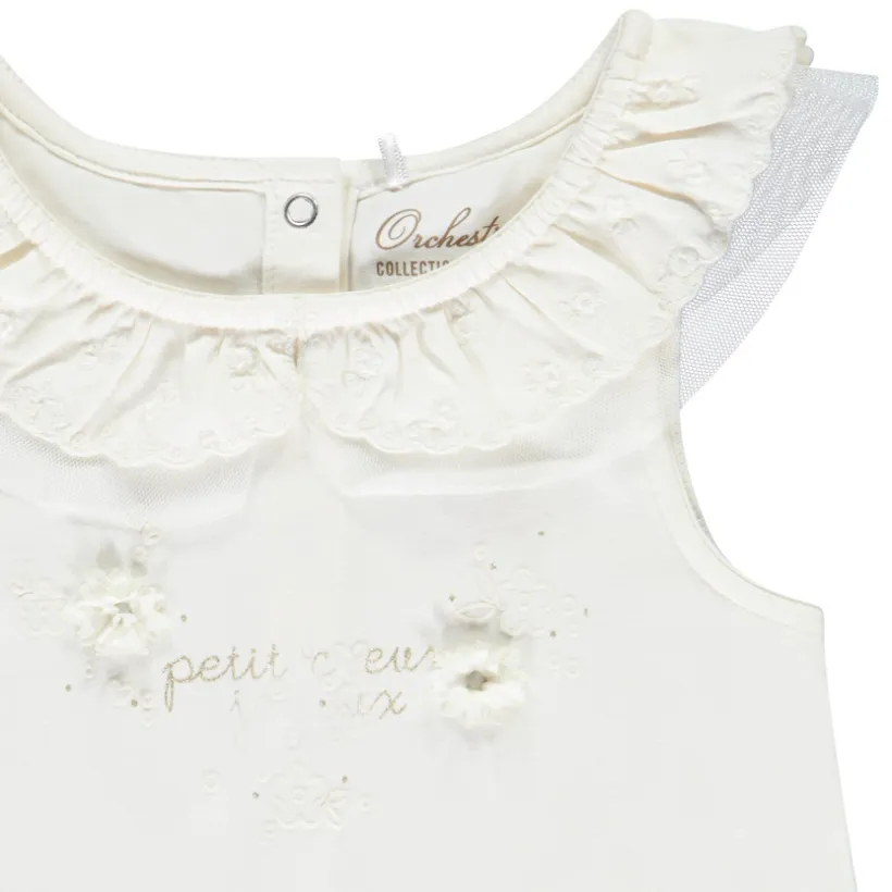 Débardeur uni avec col à broderie anglaise pour bébé fille