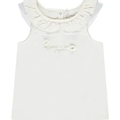 Débardeur uni avec col à broderie anglaise pour bébé fille
