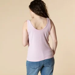 Débardeur uni effet côtelé pour femme