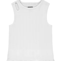 Débardeur uni en maille côte avec col fantaisie pour fille