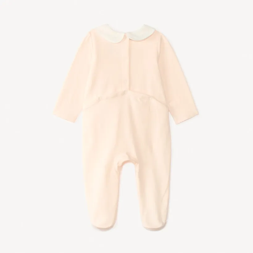 Dors-bien col claudine et broderie fleurs pour bébé fille